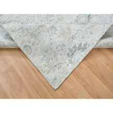 Load image into Gallery viewer, 6&#39;1&quot;x9&#39; Ivory, Silk With Textured Wool Hand Knotted, Sickle Leaf Design Soft Pile, Oriental Rug FWR389388