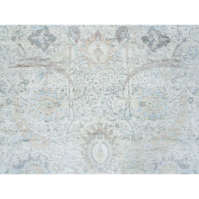 Load image into Gallery viewer, 6&#39;1&quot;x9&#39; Ivory, Silk With Textured Wool Hand Knotted, Sickle Leaf Design Soft Pile, Oriental Rug FWR389388