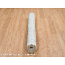 Load image into Gallery viewer, 6&#39;1&quot;x9&#39; Ivory, Silk With Textured Wool Hand Knotted, Sickle Leaf Design Soft Pile, Oriental Rug FWR389388