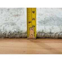 Load image into Gallery viewer, 6&#39;1&quot;x9&#39; Ivory, Silk With Textured Wool Hand Knotted, Sickle Leaf Design Soft Pile, Oriental Rug FWR389388