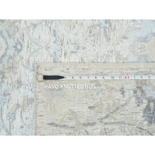 Load image into Gallery viewer, 6&#39;1&quot;x9&#39; Ivory, Silk With Textured Wool Hand Knotted, Sickle Leaf Design Soft Pile, Oriental Rug FWR389388