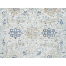 Load image into Gallery viewer, 2&#39;6&quot;x23&#39;10&quot; Ivory, Silk With Textured Wool Hand Knotted, Sickle Leaf Design Soft Pile, Xl Runner Oriental Rug FWR389418