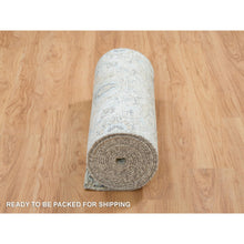 Load image into Gallery viewer, 2&#39;7&quot;x22&#39; Ivory, Hand Knotted Sickle Leaf Design, Soft Pile Silk With Textured Wool, Xl Runner Oriental Rug FWR389424