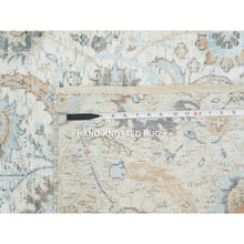 Load image into Gallery viewer, 2&#39;7&quot;x22&#39; Ivory, Hand Knotted Sickle Leaf Design, Soft Pile Silk With Textured Wool, Xl Runner Oriental Rug FWR389424