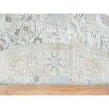 Load image into Gallery viewer, 14&#39;x14&#39; Ivory, Tabriz Vase With Pomegranate Design, Silk With Textured Wool Hand Knotted, Round Oriental Rug FWR389466