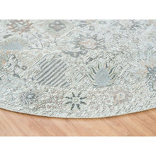 Load image into Gallery viewer, 14&#39;x14&#39; Ivory, Tabriz Vase With Pomegranate Design, Silk With Textured Wool Hand Knotted, Round Oriental Rug FWR389466