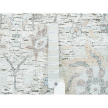 Load image into Gallery viewer, 14&#39;x14&#39; Ivory, Tabriz Vase With Pomegranate Design, Silk With Textured Wool Hand Knotted, Round Oriental Rug FWR389466