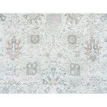 Load image into Gallery viewer, 14&#39;x14&#39; Ivory, Tabriz Vase With Pomegranate Design, Silk With Textured Wool Hand Knotted, Round Oriental Rug FWR389466