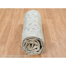 Load image into Gallery viewer, 14&#39;x14&#39; Ivory, Tabriz Vase With Pomegranate Design, Silk With Textured Wool Hand Knotted, Round Oriental Rug FWR389466