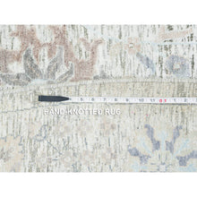 Load image into Gallery viewer, 14&#39;x14&#39; Ivory, Tabriz Vase With Pomegranate Design, Silk With Textured Wool Hand Knotted, Round Oriental Rug FWR389466