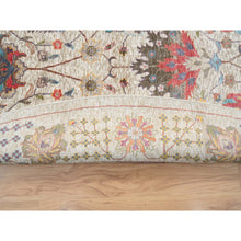 Load image into Gallery viewer, 14&#39;x14&#39; Colorful, Tabriz Vase With Flower Design, Silk With Textured Wool Hand Knotted, Round Oriental Rug FWR389472