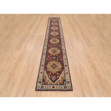 Load image into Gallery viewer, 2&#39;7&quot;x16&#39; Terracotta Red, Hand Knotted Antiqued Fine Heriz Re-creation Densely Woven, Natural Dyes Hand Spun Wool, Xl Runner Oriental Rug FWR389796