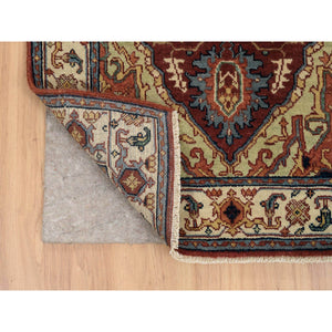 2'7"x16' Terracotta Red, Hand Knotted Antiqued Fine Heriz Re-Creation Densely Woven, Natural Dyes Hand Spun Wool, XL Runner Oriental Rug FWR389796