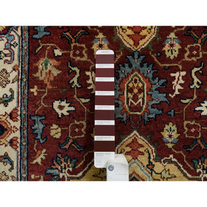 2'7"x16' Terracotta Red, Hand Knotted Antiqued Fine Heriz Re-Creation Densely Woven, Natural Dyes Hand Spun Wool, XL Runner Oriental Rug FWR389796