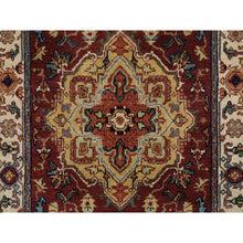 Load image into Gallery viewer, 2&#39;7&quot;x16&#39; Terracotta Red, Hand Knotted Antiqued Fine Heriz Re-Creation Densely Woven, Natural Dyes Hand Spun Wool, XL Runner Oriental Rug FWR389796