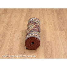 Load image into Gallery viewer, 2&#39;7&quot;x16&#39; Terracotta Red, Hand Knotted Antiqued Fine Heriz Re-Creation Densely Woven, Natural Dyes Hand Spun Wool, XL Runner Oriental Rug FWR389796