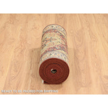 Load image into Gallery viewer, 2&#39;6&quot;x18&#39;2&quot; Terracotta Red, Hand Spun Wool Hand Knotted, Antiqued Fine Heriz Re-creation, Densely Woven Natural Dyes, Xl Runner Oriental Rug FWR389820