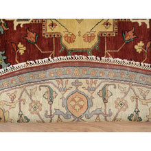 Load image into Gallery viewer, 10&#39;x10&#39; Terracotta Red, Densely Woven Natural Dyes, Hand Spun Wool Hand Knotted, Antiqued Fine Heriz Re-creation, Round Oriental Rug FWR389844