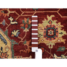 Load image into Gallery viewer, 10&#39;x10&#39; Terracotta Red, Densely Woven Natural Dyes, Hand Spun Wool Hand Knotted, Antiqued Fine Heriz Re-creation, Round Oriental Rug FWR389844