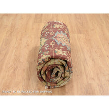 Load image into Gallery viewer, 10&#39;x10&#39; Terracotta Red, Densely Woven Natural Dyes, Hand Spun Wool Hand Knotted, Antiqued Fine Heriz Re-creation, Round Oriental Rug FWR389844