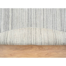 Load image into Gallery viewer, 9&#39;9&quot;x9&#39;9&quot; Platinum Gray and Cream, Plain Hand Loomed Undyed Natural Wool, Modern Design Thick and Plush, Round Oriental Rug FWR389880