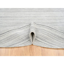 Load image into Gallery viewer, 9&#39;9&quot;x9&#39;9&quot; Platinum Gray And Cream, Plain Hand Loomed Undyed Natural Wool, Modern Design Thick And Plush, Round Oriental Rug FWR389880