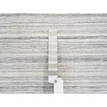 Load image into Gallery viewer, 9&#39;9&quot;x9&#39;9&quot; Platinum Gray and Cream, Plain Hand Loomed Undyed Natural Wool, Modern Design Thick and Plush, Round Oriental Rug FWR389880