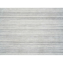 Load image into Gallery viewer, 9&#39;9&quot;x9&#39;9&quot; Platinum Gray And Cream, Plain Hand Loomed Undyed Natural Wool, Modern Design Thick And Plush, Round Oriental Rug FWR389880