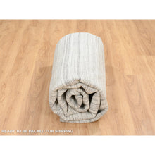 Load image into Gallery viewer, 9&#39;9&quot;x9&#39;9&quot; Platinum Gray and Cream, Plain Hand Loomed Undyed Natural Wool, Modern Design Thick and Plush, Round Oriental Rug FWR389880