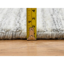Load image into Gallery viewer, 9&#39;9&quot;x9&#39;9&quot; Platinum Gray and Cream, Plain Hand Loomed Undyed Natural Wool, Modern Design Thick and Plush, Round Oriental Rug FWR389880