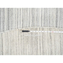 Load image into Gallery viewer, 9&#39;9&quot;x9&#39;9&quot; Platinum Gray and Cream, Plain Hand Loomed Undyed Natural Wool, Modern Design Thick and Plush, Round Oriental Rug FWR389880