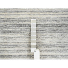Load image into Gallery viewer, 5&#39;10&quot;x5&#39;10&quot; Platinum Gray And Cream, Plain Hand Loomed Undyed Natural Wool, Modern Design Thick And Plush, Round Oriental Rug FWR389904