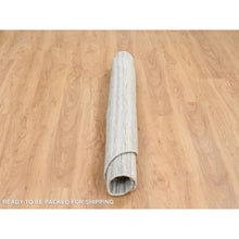 Load image into Gallery viewer, 5&#39;10&quot;x5&#39;10&quot; Platinum Gray And Cream, Plain Hand Loomed Undyed Natural Wool, Modern Design Thick And Plush, Round Oriental Rug FWR389904