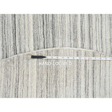 Load image into Gallery viewer, 5&#39;10&quot;x5&#39;10&quot; Platinum Gray And Cream, Plain Hand Loomed Undyed Natural Wool, Modern Design Thick And Plush, Round Oriental Rug FWR389904
