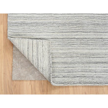 Load image into Gallery viewer, 6&#39;x6&#39; Platinum Gray And Cream, Modern Design Thick And Plush, Plain Hand Loomed Undyed Natural Wool, Square Oriental Rug FWR389916
