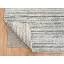 Load image into Gallery viewer, 8&#39;1&quot;x8&#39;1&quot; Platinum Gray and Cream, Plain Hand Loomed Undyed Natural Wool, Modern Design Thick and Plush, Square Oriental Rug FWR389940