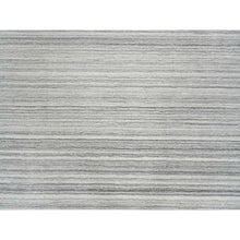 Load image into Gallery viewer, 8&#39;1&quot;x8&#39;1&quot; Platinum Gray and Cream, Plain Hand Loomed Undyed Natural Wool, Modern Design Thick and Plush, Square Oriental Rug FWR389940