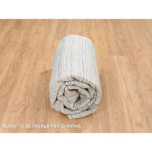 Load image into Gallery viewer, 8&#39;1&quot;x8&#39;1&quot; Platinum Gray and Cream, Plain Hand Loomed Undyed Natural Wool, Modern Design Thick and Plush, Square Oriental Rug FWR389940