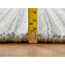 Load image into Gallery viewer, 8&#39;1&quot;x8&#39;1&quot; Platinum Gray and Cream, Plain Hand Loomed Undyed Natural Wool, Modern Design Thick and Plush, Square Oriental Rug FWR389940