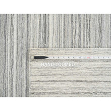 Load image into Gallery viewer, 8&#39;1&quot;x8&#39;1&quot; Platinum Gray and Cream, Plain Hand Loomed Undyed Natural Wool, Modern Design Thick and Plush, Square Oriental Rug FWR389940