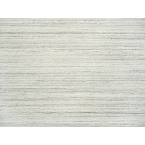 12'1"x12'1" Ivory and Cream, Undyed Natural Wool Modern Design, Thick and Plush Plain Hand Loomed, Square Oriental Rug FWR389964