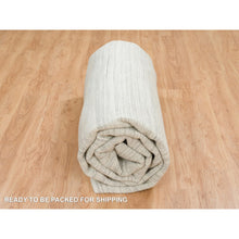 Load image into Gallery viewer, 12&#39;1&quot;x12&#39;1&quot; Ivory and Cream, Undyed Natural Wool Modern Design, Thick and Plush Plain Hand Loomed, Square Oriental Rug FWR389964