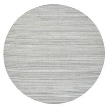 Load image into Gallery viewer, 12&#39;x12&#39; Platinum Gray and Cream, Plain Hand Loomed Undyed Natural Wool, Modern Design Thick and Plush, Round Oriental Rug FWR389970