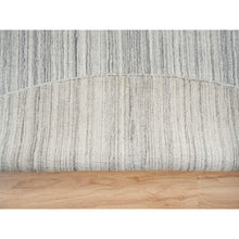 Load image into Gallery viewer, 12&#39;x12&#39; Platinum Gray and Cream, Plain Hand Loomed Undyed Natural Wool, Modern Design Thick and Plush, Round Oriental Rug FWR389970