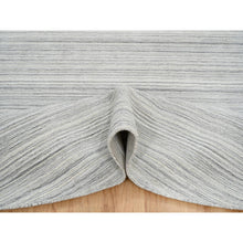 Load image into Gallery viewer, 12&#39;x12&#39; Platinum Gray and Cream, Plain Hand Loomed Undyed Natural Wool, Modern Design Thick and Plush, Round Oriental Rug FWR389970