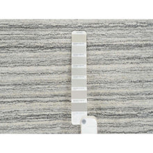 Load image into Gallery viewer, 12&#39;x12&#39; Platinum Gray and Cream, Plain Hand Loomed Undyed Natural Wool, Modern Design Thick and Plush, Round Oriental Rug FWR389970
