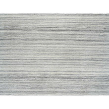 Load image into Gallery viewer, 12&#39;x12&#39; Platinum Gray and Cream, Plain Hand Loomed Undyed Natural Wool, Modern Design Thick and Plush, Round Oriental Rug FWR389970