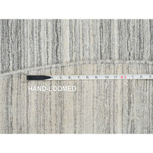 Load image into Gallery viewer, 12&#39;x12&#39; Platinum Gray and Cream, Plain Hand Loomed Undyed Natural Wool, Modern Design Thick and Plush, Round Oriental Rug FWR389970