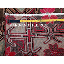 Load image into Gallery viewer, 2&#39;8&quot;x8&#39;8&quot; Punch Pink, Vintage Northwest Persian with Squares and Rosettes Design, 100% Wool, Hand Knotted, Cropped Thin, Even Wear, Sides and Ends Professionally Secured, Good Condition, Runner, Oriental Rug Sh649 FWR3894