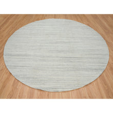 Load image into Gallery viewer, 12&#39;1&quot;x12&#39;1&quot; Ivory and Cream, Thick and Plush Plain Hand Loomed, Undyed Natural Wool Modern Design, Round Oriental Rug FWR390000
